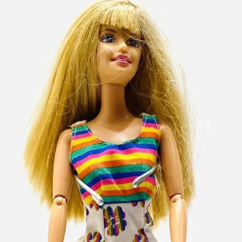 MATTEL BARBIE Doll Blond Hair Articulated Elbows Floral Dress12